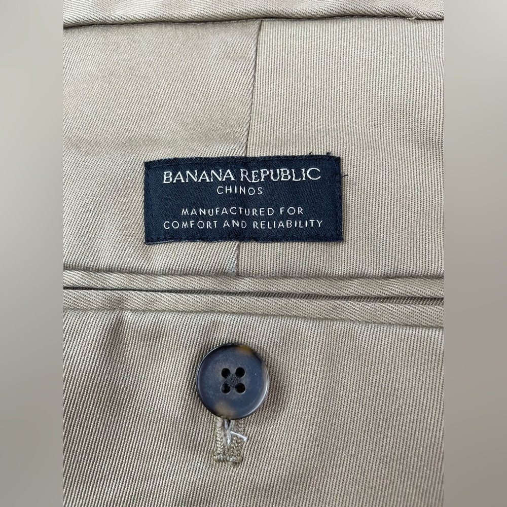 Banana Republic Aiden Chino Tan Classic Cotton-Blend Pants 34 X 30 - Picture 5 of 7